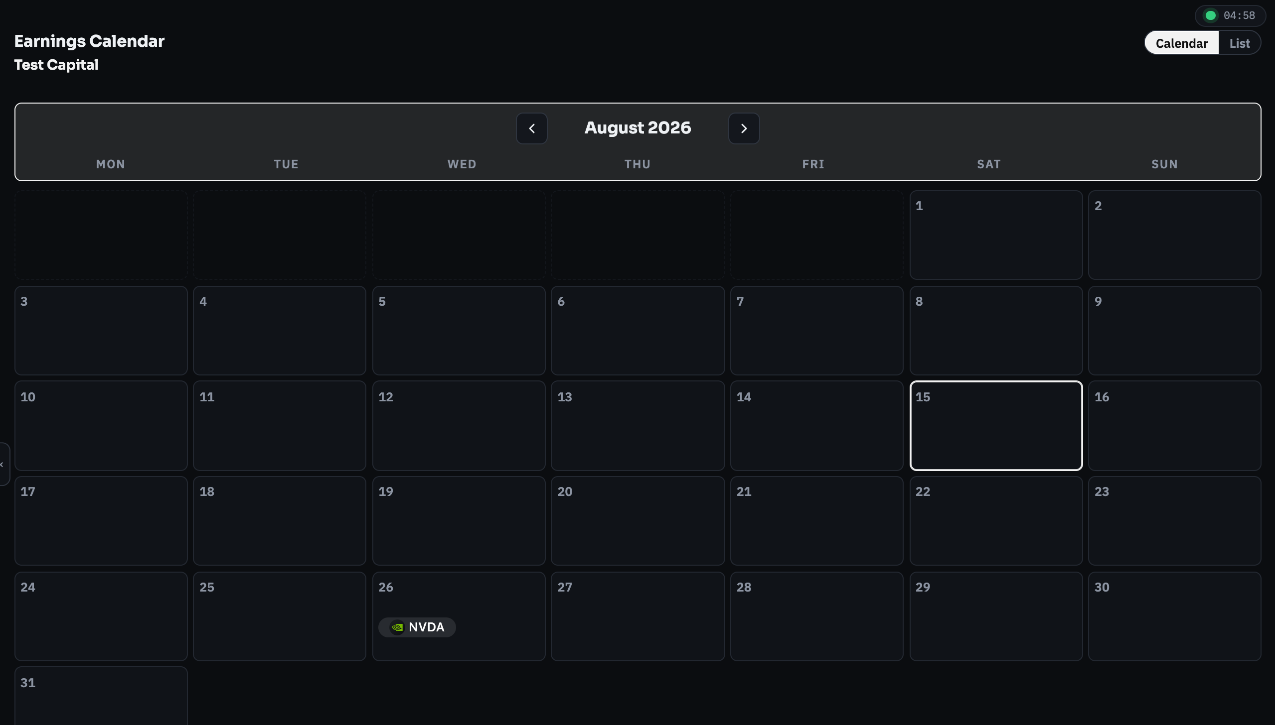 The earnings calendar